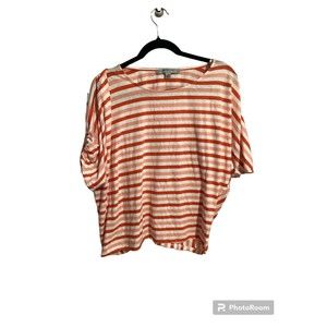 Andrew Marc Striped Short Sleeve Blouse